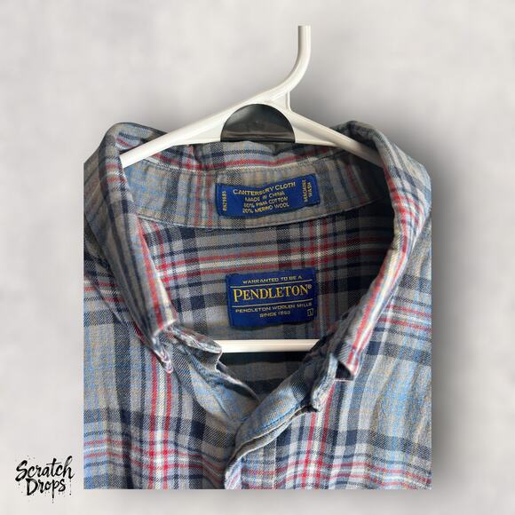 Vintage Y2K Wool Shirt Men Large Plaid Ripped Grunge Long Sleeve Button Down V08 - Picture 4 of 4